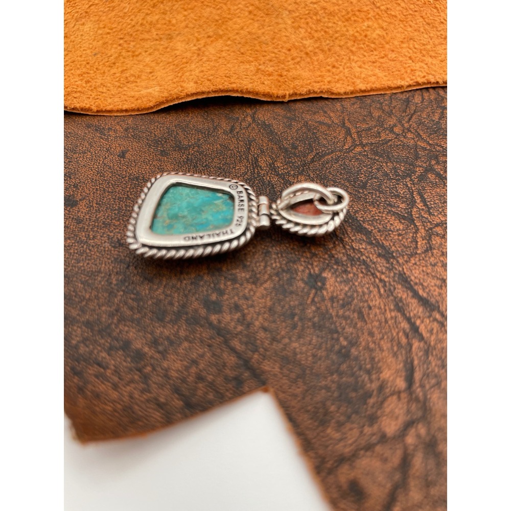 Studio Barse Sterling Silver Turquoise Coral Southwest Style Pendant - Picture 3 of 4